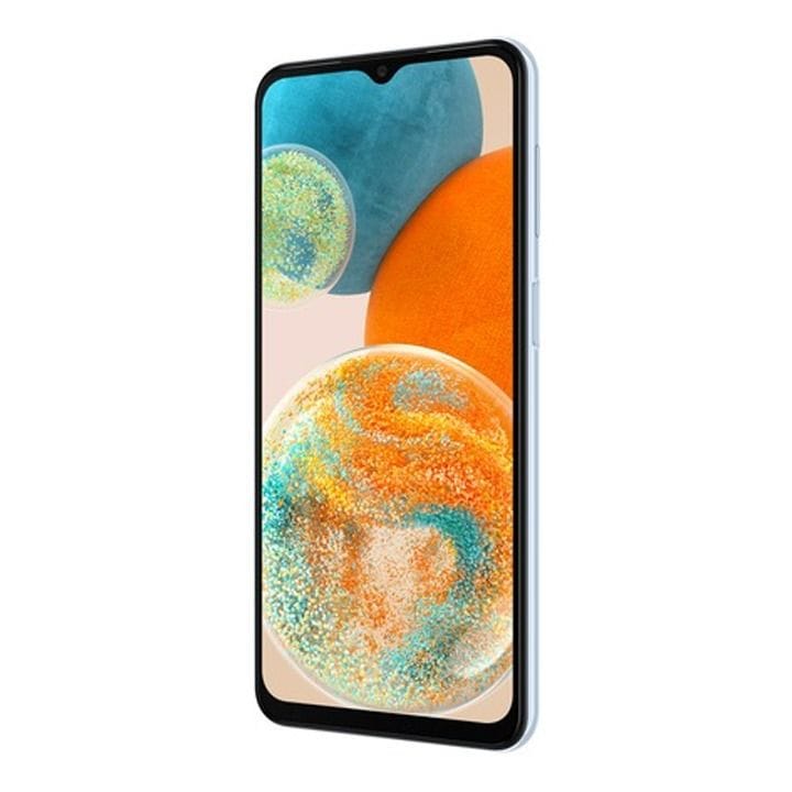 هاتف سامسونج جالاكسي A23 الجيل الخامس بذاكرة ٤ جيجابايت رام و٦٤ جيجابايت تخزين اللون الأزرق الفاتح A236ELBUMEA