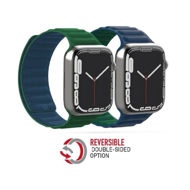بايكيرون حزام ساعة Apple 42/44/45 مم سيليكون فاخر مغناطيسي ملمس ناعم - أخضر/بني | BKR-ST-45-GRN.BRN