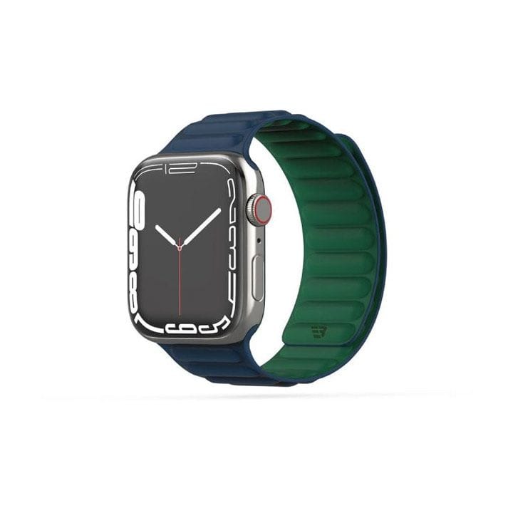 بايكيرون حزام ساعة Apple 42/44/45 مم سيليكون فاخر مغناطيسي ملمس ناعم - أخضر/بني | BKR-ST-45-GRN.BRN