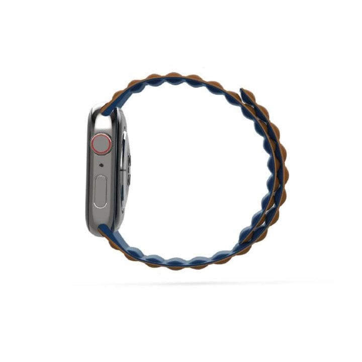 BAYKRON Apple Watch Band 42/44/45mm Premium Silicone Magnetic Soft Touch - Blue/Brown | BKR-ST-45-BL.BRN