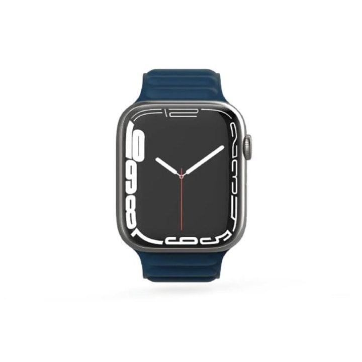 BAYKRON Apple Watch Band 42/44/45mm Premium Silicone Magnetic Soft Touch - Blue/Brown | BKR-ST-45-BL.BRN