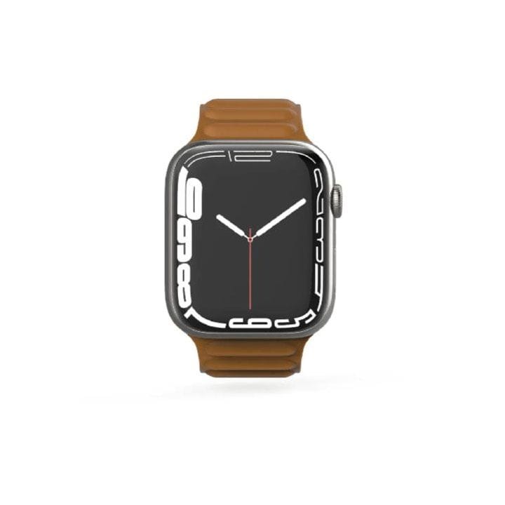 BAYKRON Apple Watch Band 42/44/45mm Premium Silicone Magnetic Soft Touch - Blue/Brown | BKR-ST-45-BL.BRN