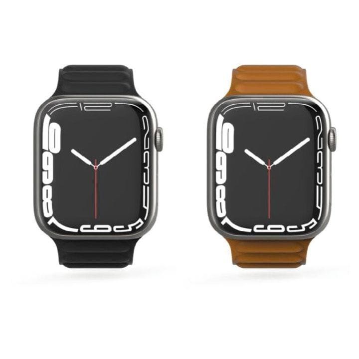BAYKRON Apple Watch Band 42/44/45mm Premium Silicone Magnetic Soft Touch - Black/Brown | BKR-ST-45-BLK.BRN