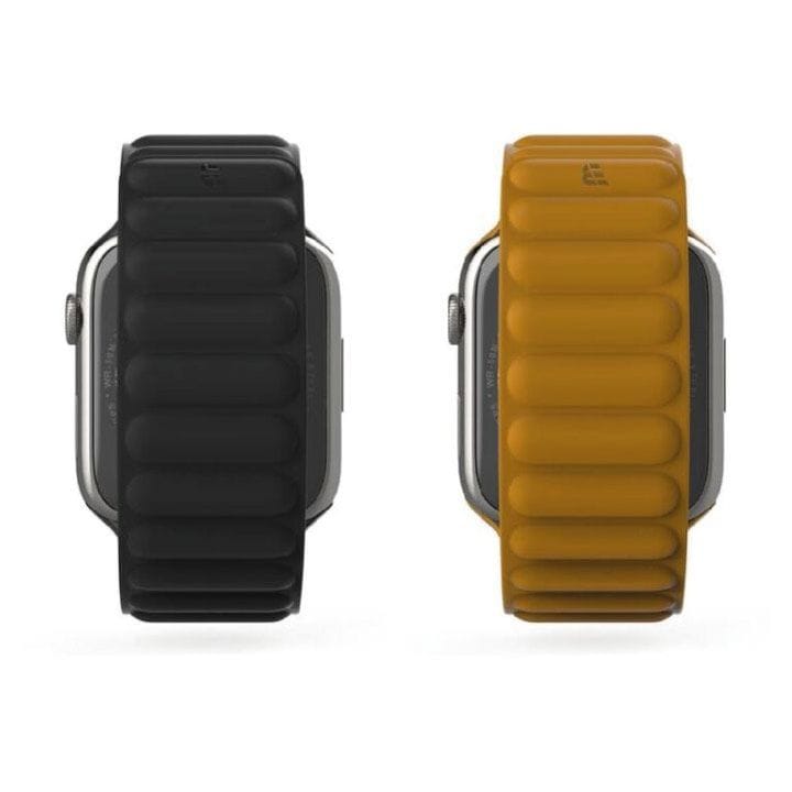 BAYKRON Apple Watch Band 42/44/45mm Premium Silicone Magnetic Soft Touch - Black/Brown | BKR-ST-45-BLK.BRN