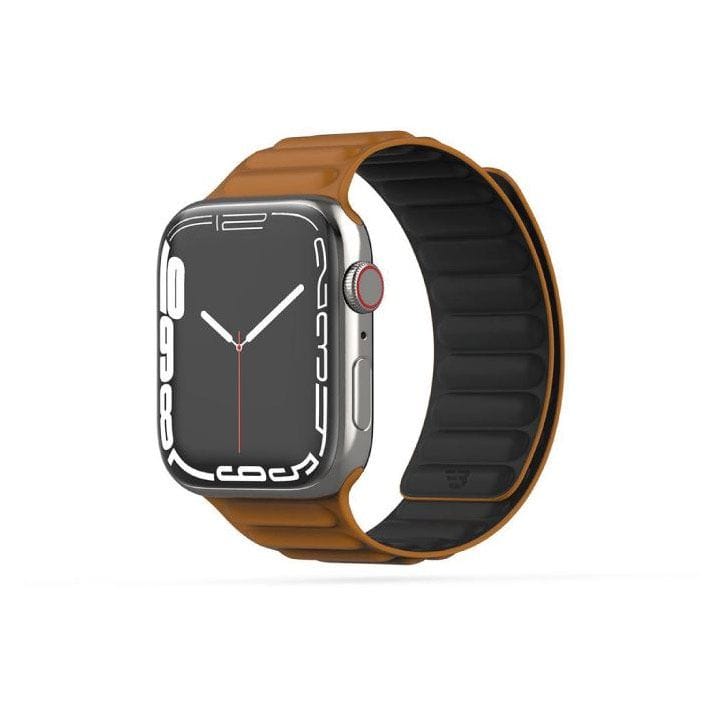 BAYKRON Apple Watch Band 42/44/45mm Premium Silicone Magnetic Soft Touch - Black/Brown | BKR-ST-45-BLK.BRN