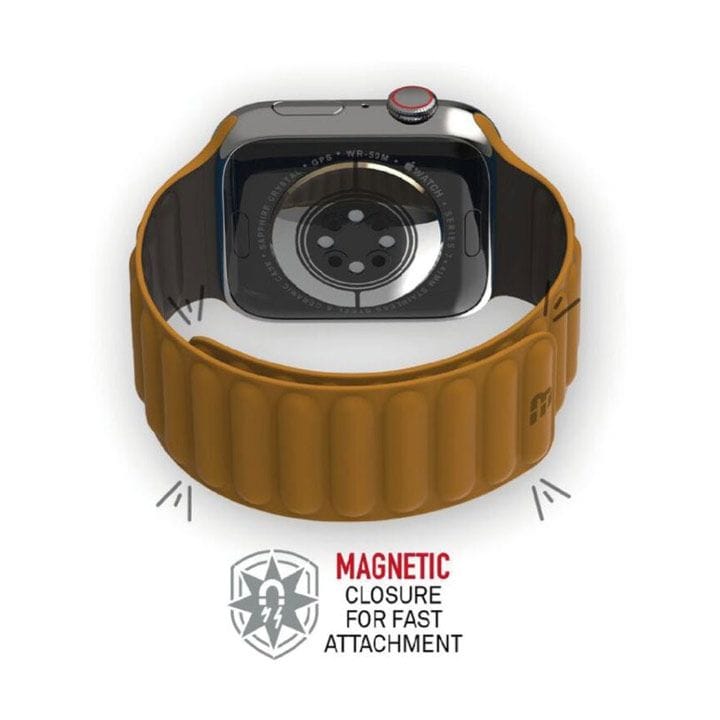 BAYKRON Apple Watch Band 42/44/45mm Premium Silicone Magnetic Soft Touch - Black/Brown | BKR-ST-45-BLK.BRN