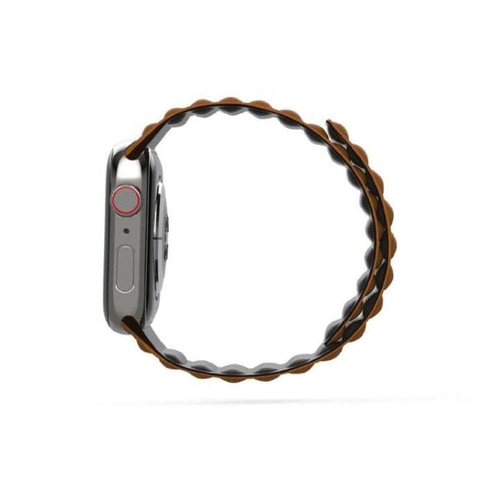 BAYKRON Apple Watch Band 42/44/45mm Premium Silicone Magnetic Soft Touch - Black/Brown | BKR-ST-45-BLK.BRN