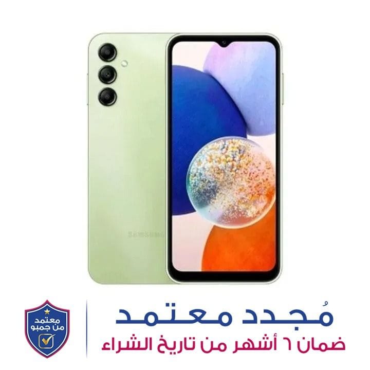 هاتف سامسونج جالاكسي A14 بذاكرة ٤ جيجابايت رام و٦٤ جيجابايت تخزين اللون الأخضر الفاتح SMA145PLGDMEA