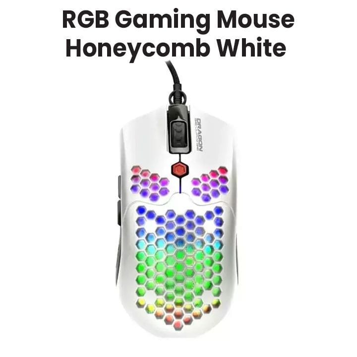 دراجون وور ELE-G25-WH ماوس ألعاب RGB خفيف للغاية 12000 DPI - أبيض