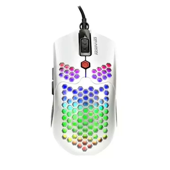 دراجون وور ELE-G25-WH ماوس ألعاب RGB خفيف للغاية 12000 DPI - أبيض