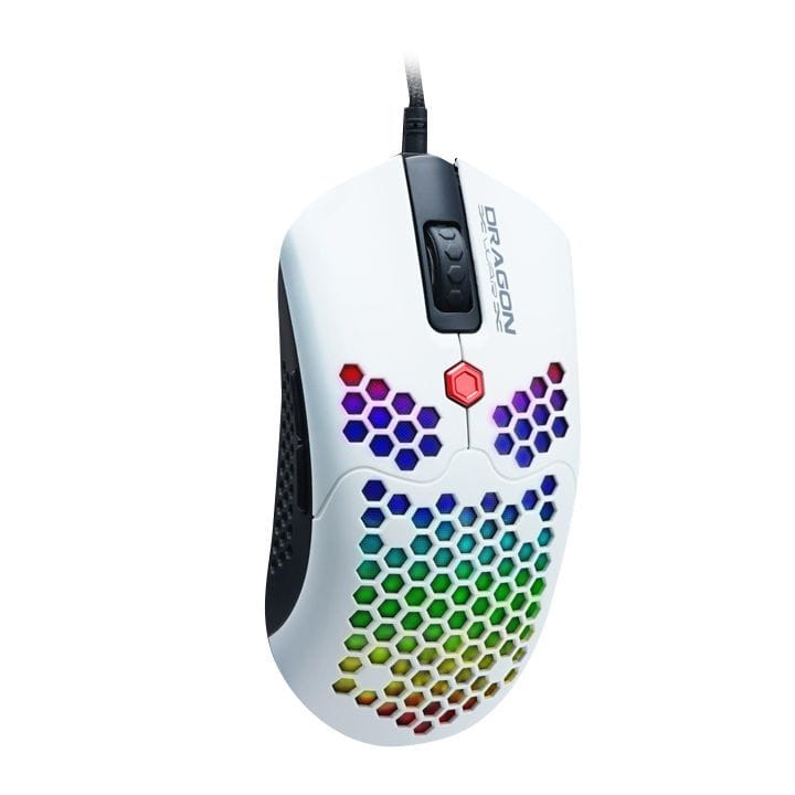دراجون وور ELE-G25-WH ماوس ألعاب RGB خفيف للغاية 12000 DPI - أبيض