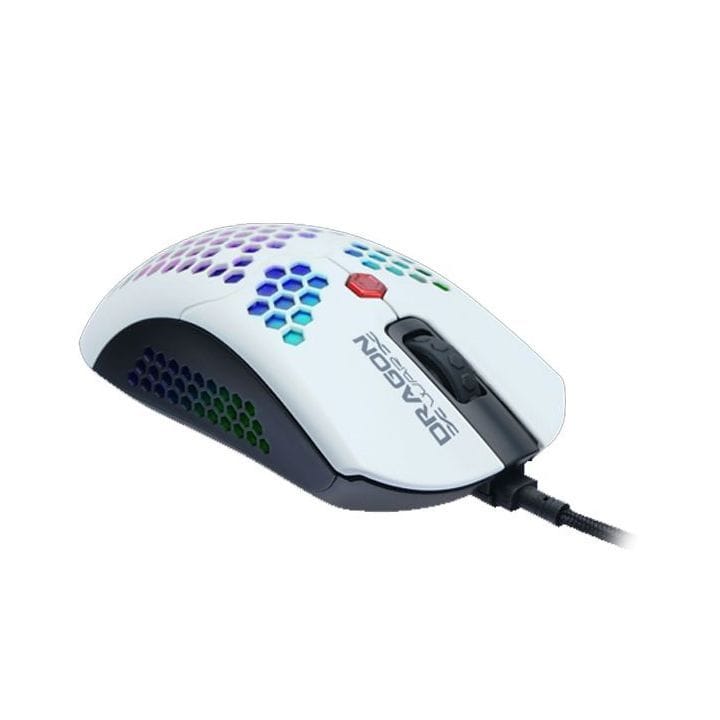 دراجون وور ELE-G25-WH ماوس ألعاب RGB خفيف للغاية 12000 DPI - أبيض