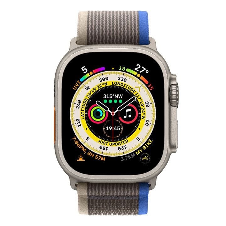 Apple Watch Ultra 49MM GPS + Cellular Titanium Case with Blue/Gray Trail Loop | MNHL3AE/A