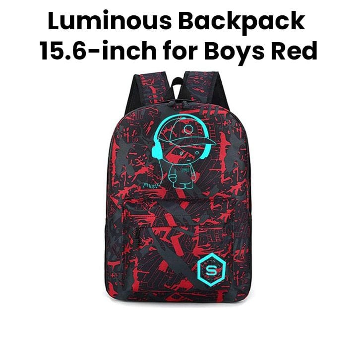 Flymei Luminous Backpack 15.6-inch for Boys - Red