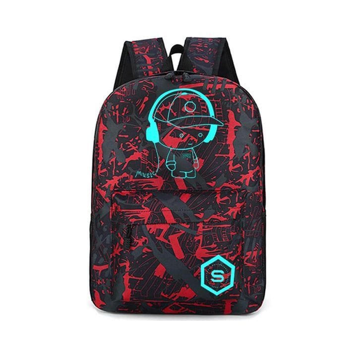 Flymei Luminous Backpack 15.6-inch for Boys - Red