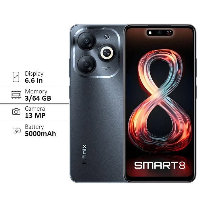 Infinix Smart 8 3GB+64GB Smartphone - Timber Black | X6525