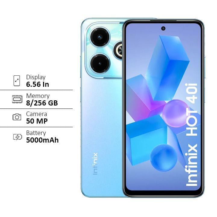 إنفينيكس هاتف ذكي Hot 40i ذاكرة عشوائية 8GB + ذاكرة داخلية 256GB - أزرق نخيل | X6528B