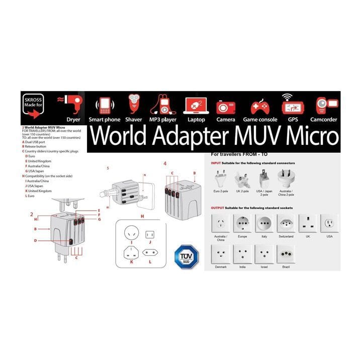 Skross MUV Micro World Multi Adapter with USB Ports