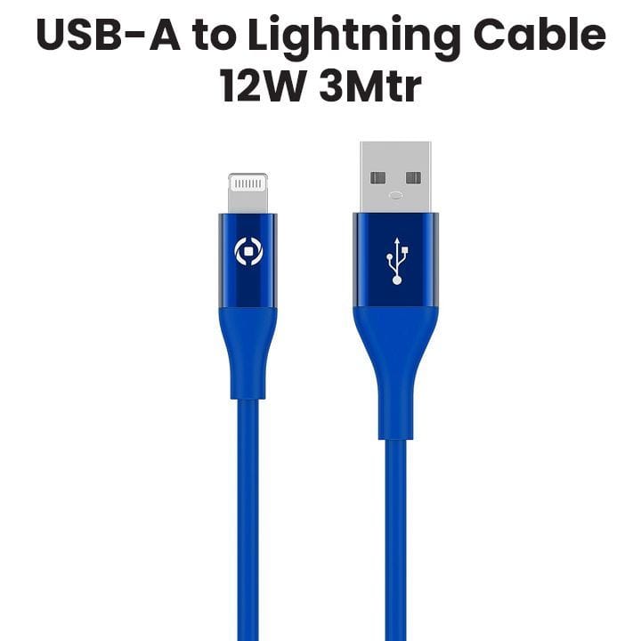Celly USB-C to Lightning Cable 12W 3M - Blue | USBLIGHTCOL3MBL