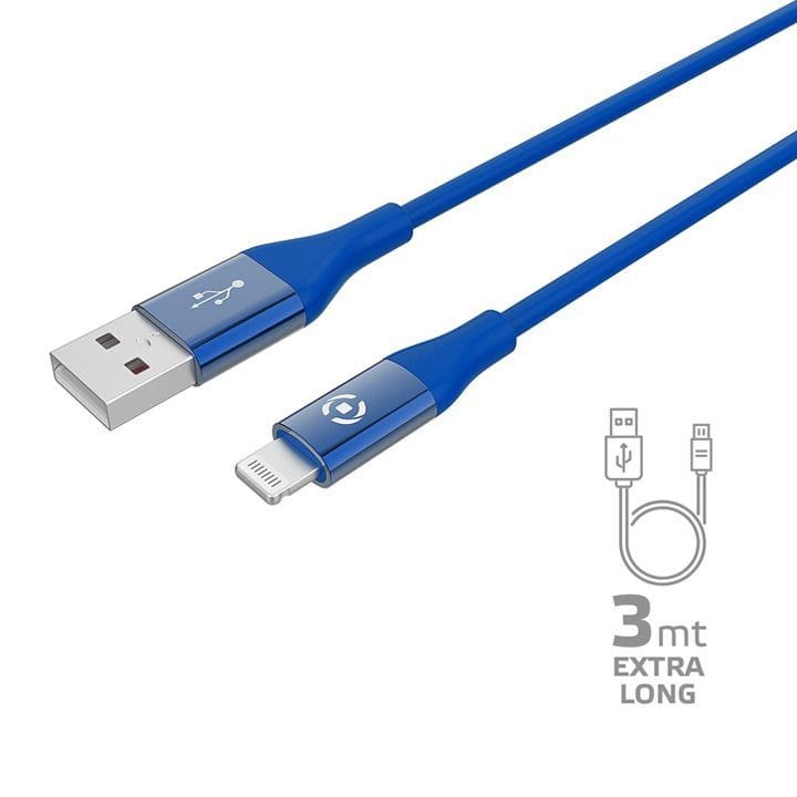 Celly USB-C to Lightning Cable 12W 3M - Blue | USBLIGHTCOL3MBL