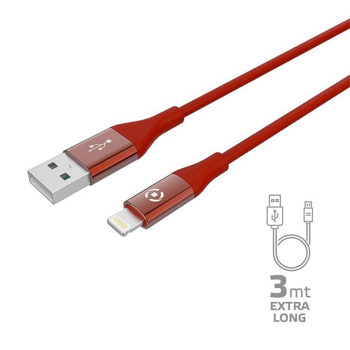 كابل USB-C إلى لايتنينغ 12 واط 3 متر سيللي - أحمر | USBLIGHTCOL3MRD