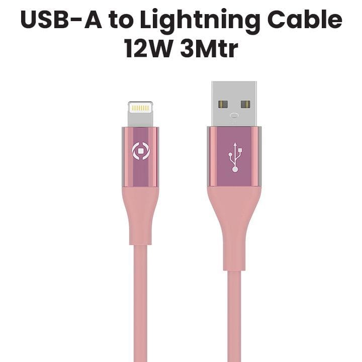 كابل USB-C إلى لايتنينغ 12 واط 3 متر سيللي - وردي | USBLIGHTCOL3MPK
