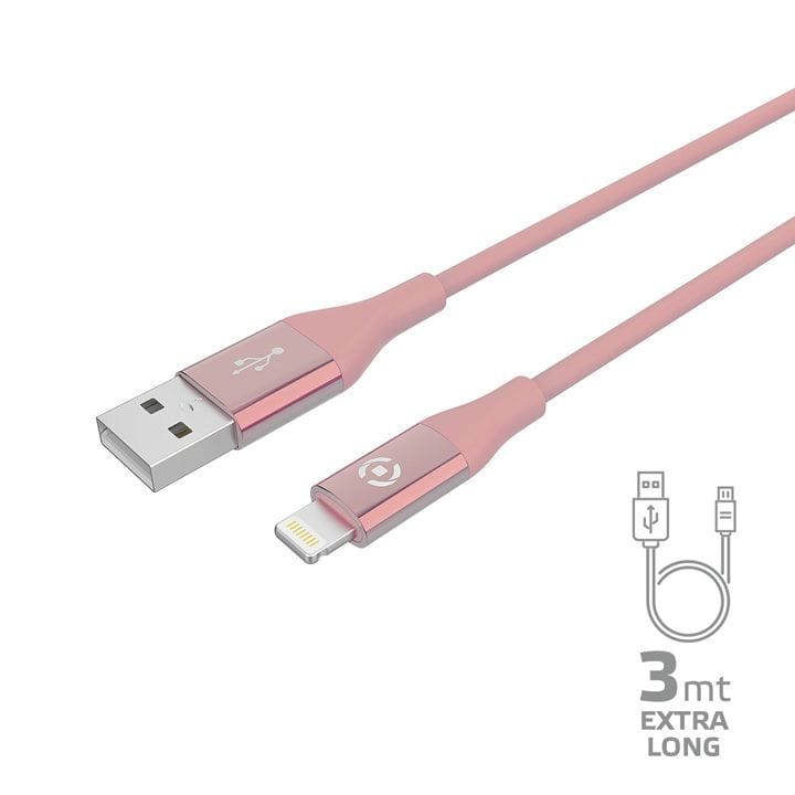 كابل USB-C إلى لايتنينغ 12 واط 3 متر سيللي - وردي | USBLIGHTCOL3MPK