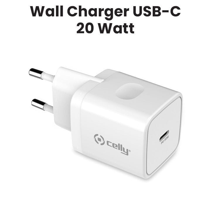 شاحن حائط USB-C بقوة 20 واط سيللي - أبيض | TC1USBC20WWH