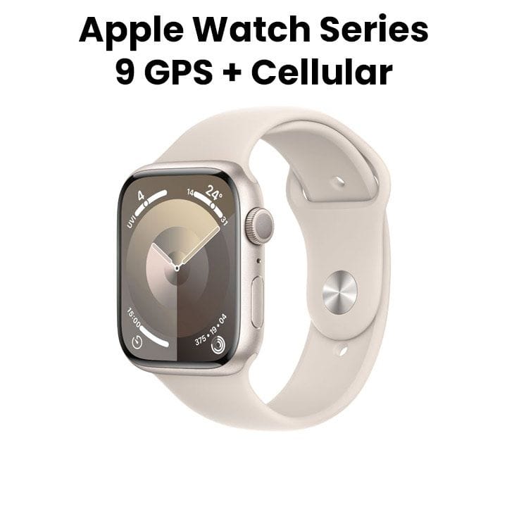 Apple Watch Series 9 GPS + Cellular, 45mm Starlight Aluminum Case with Starlight Sports Band