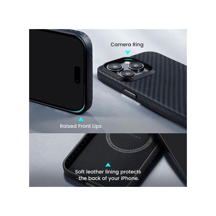 Pitaka iPhone 15 Fiber Case 3 Magez 1500D - Black/grey Twill