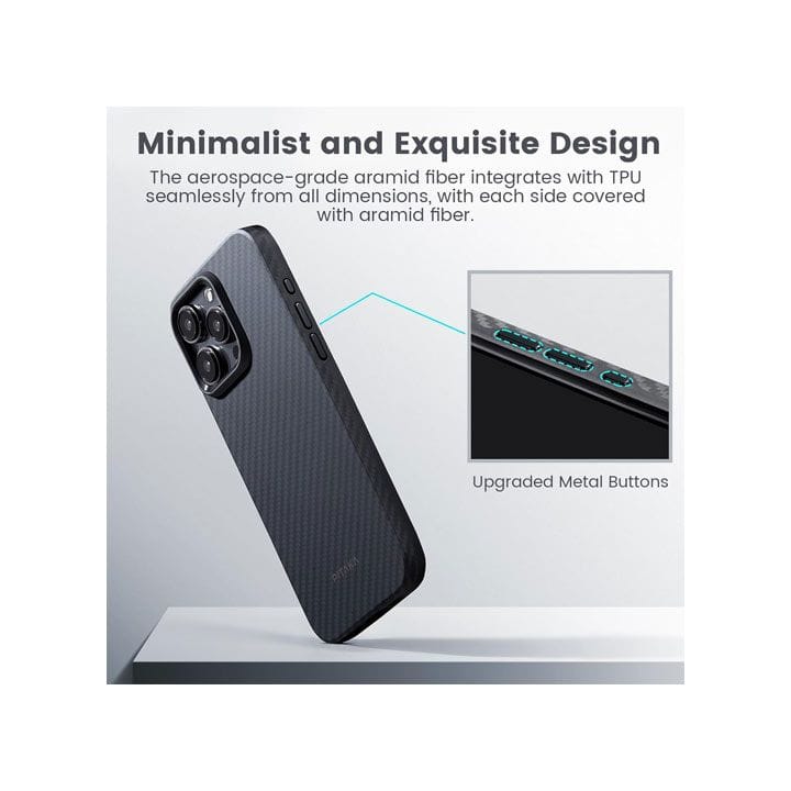 Pitaka iPhone 15 Fiber Case 3 Magez 1500D - Black/grey Twill