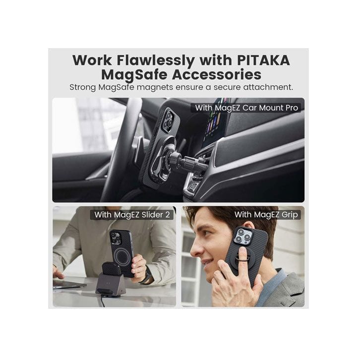 Pitaka iPhone 15 Fiber Case 3 Magez 1500D - Black/grey Twill