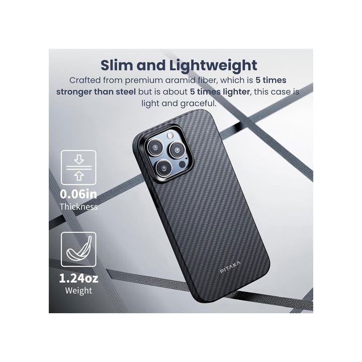 Pitaka iPhone 15 Fiber Case 3 Magez 1500D - Black/grey Twill