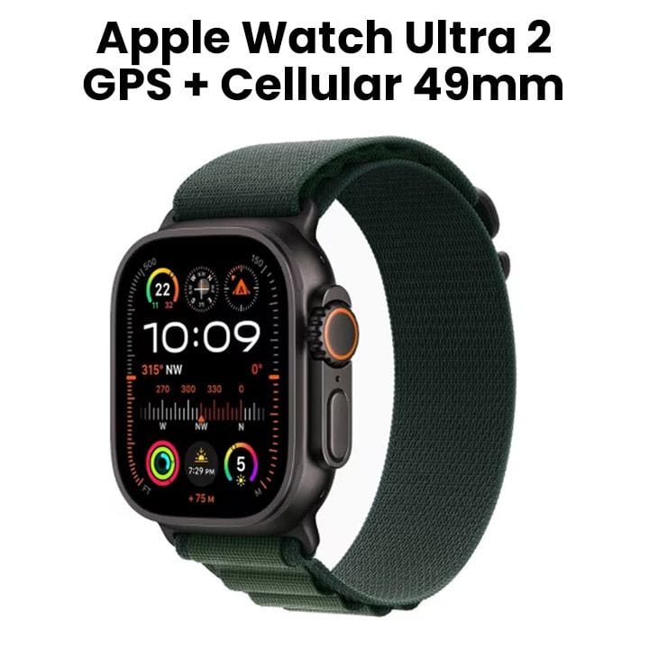 Apple Watch Ultra 2 GPS + Cellular 49MM Black Titanium Case With Dark Green Alpine Loop | MX4T3QA/A