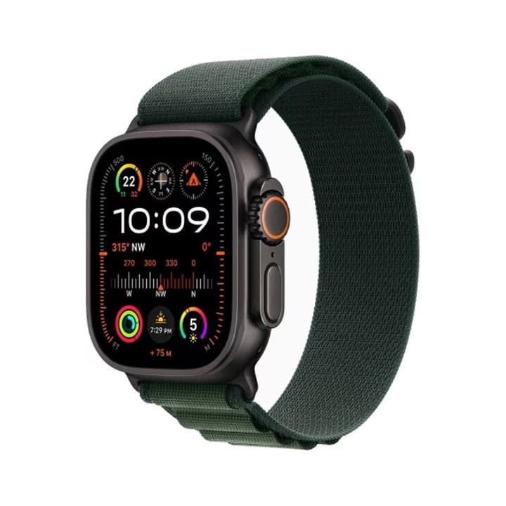 Apple Watch Ultra 2 GPS + Cellular 49MM Black Titanium Case With Dark Green Alpine Loop | MX4T3QA/A