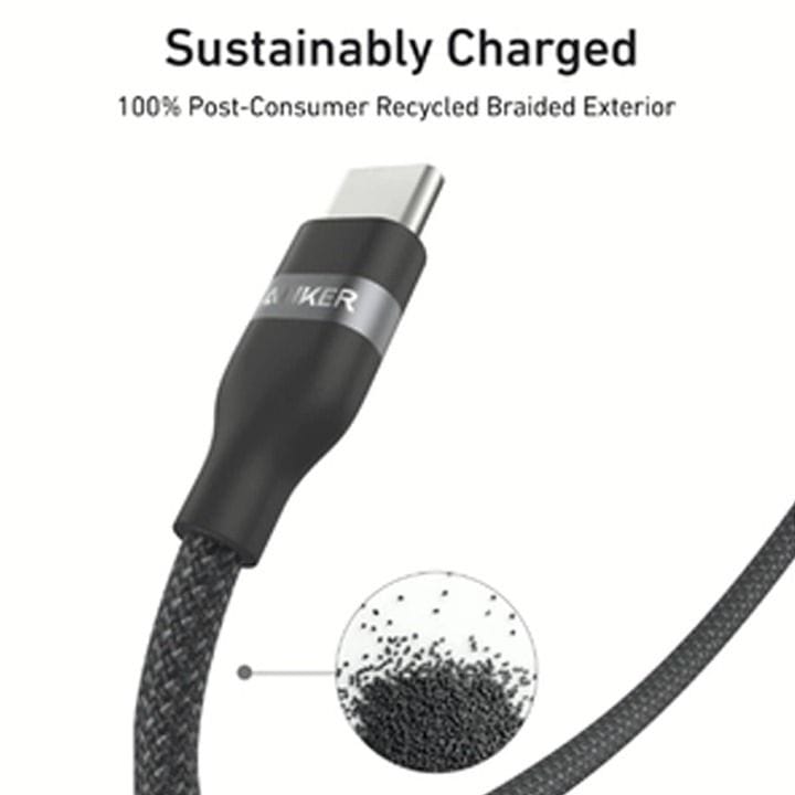 كيبل انكر تايب سي إلى تايب سي بطول ٣ أقدام ٢٤٠ واط، معاد التدوير - | A82E2H11