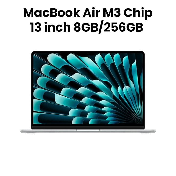 ماك بوك إير مقاس ١٣ إنش مع شريحة Apple M3 وحدة معالجة مركزية ٨ نوى ومعالج رسومي ٨ نوى وذاكرة ٨ جيجابايت وسعة تخزين ٢٥٦ جيجابايت اللون فضي MRXQ3ZS/A
