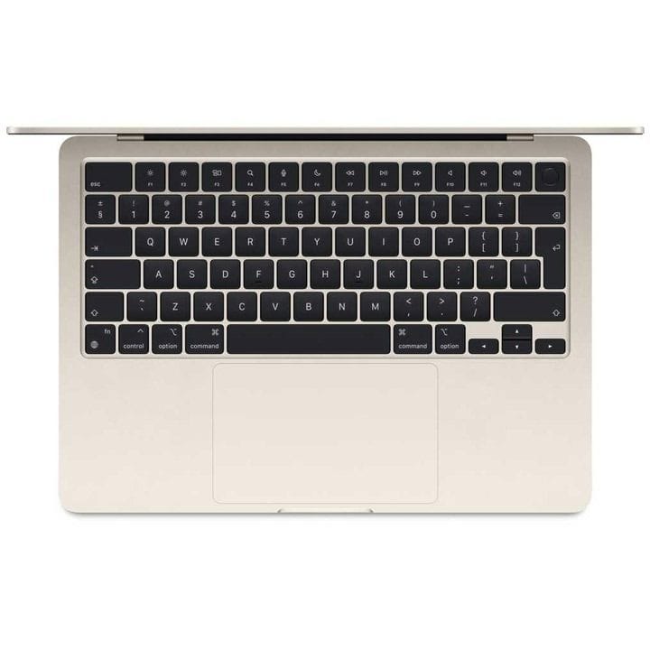 ماك بوك إير مقاس ١٣ إنش مع شريحة Apple M3 وحدة معالجة مركزية ٨ نوى ومعالج رسومي ٨ نوى وذاكرة ٨ جيجابايت وسعة تخزين ٢٥٦ جيجابايت اللون ضوء النجوم MRXT3ZS/A