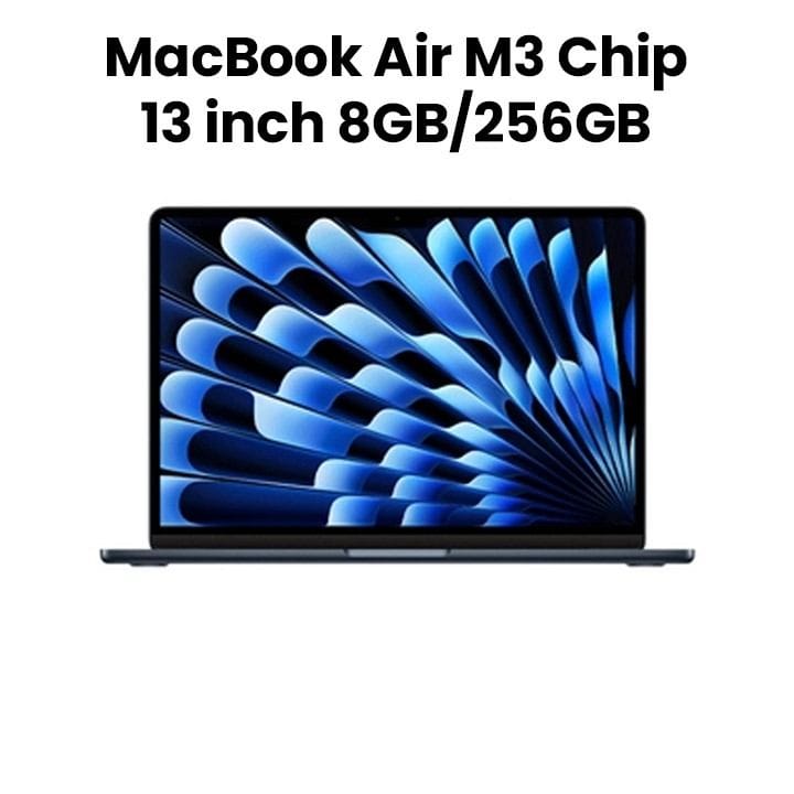 ماك بوك إير مقاس ١٣ إنش مع شريحة Apple M3 وحدة معالجة مركزية ٨ نوى ومعالج رسومي ٨ نوى وذاكرة ٨ جيجابايت وسعة تخزين ٢٥٦ جيجابايت اللون منتصف الليل MRXV3ZS/A