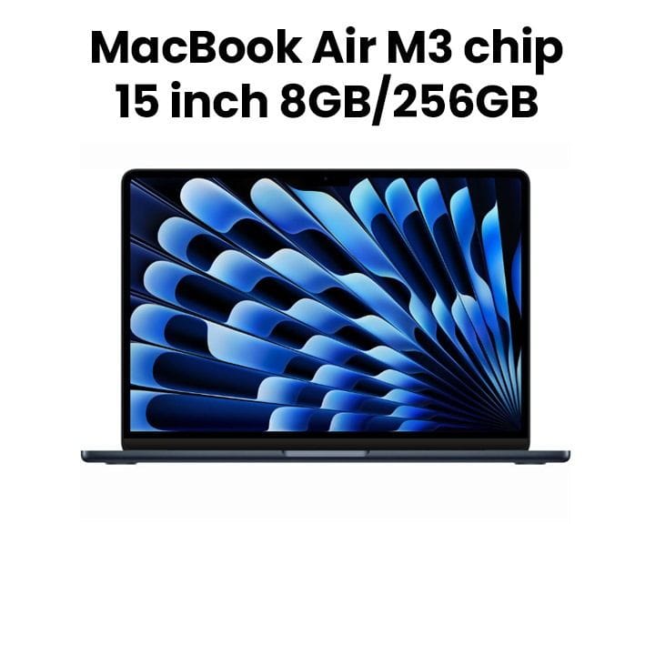 آبل ماك بوك إير 15 بوصة شريحة M3 معالج 8 نوى CPU و 10 نوى GPU، 8 جيجابايت رام، 256 جيجابايت SSD - رمادي فضائي | MRYU3ZS/A