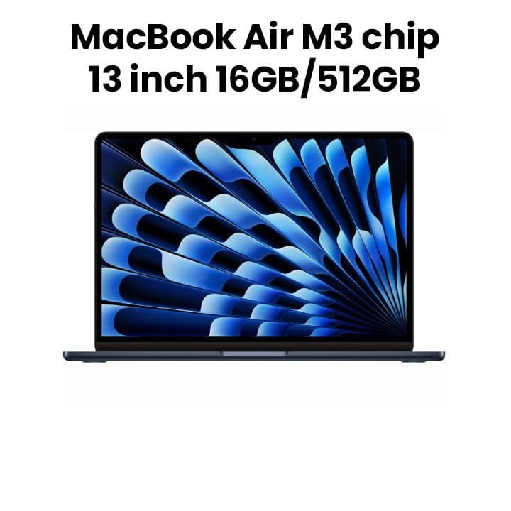 آبل ماك بوك إير 13 بوصة شريحة M3 معالج 8 نوى وGPU 10 نوى، 16 جيجابايت رام، 512 جيجابايت SSD - فضي | MXCV3ZS/A