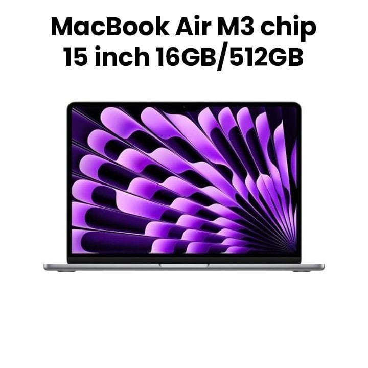 آبل ماك بوك إير 15 بوصة شريحة M3 معالج 8 نوى CPU و 10 نوى GPU، 16 جيجابايت رام، 512 جيجابايت SSD - فضي | MXD13ZS/A