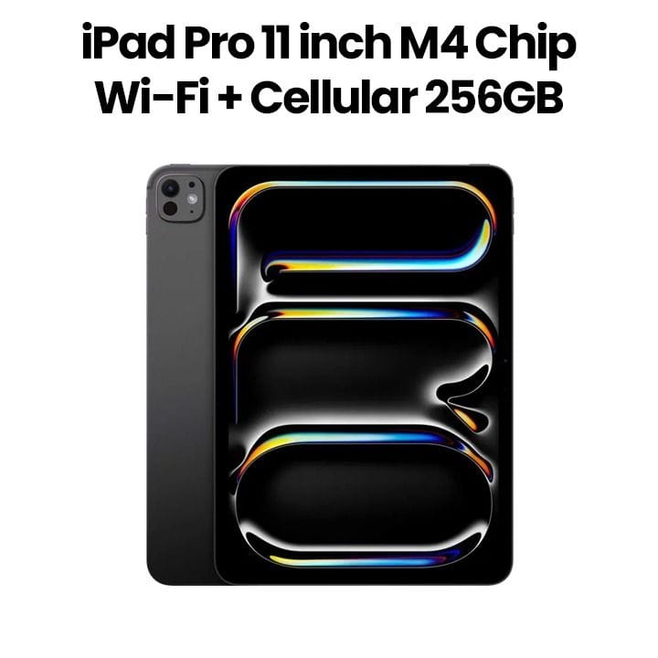 آيباد برو ١١ إنش بشريحة M4 واي فاي + خلوي ٢٥٦ جيجابايت شاشة زجاج عادي - أسود فلكي | MVW13AB/A  