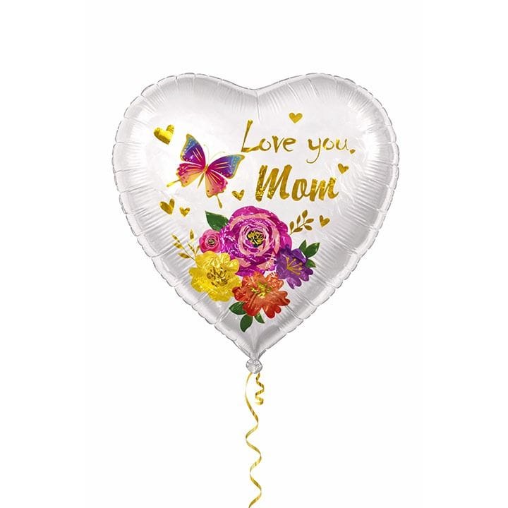 I Love You Mom Printed Helium Balloon | White