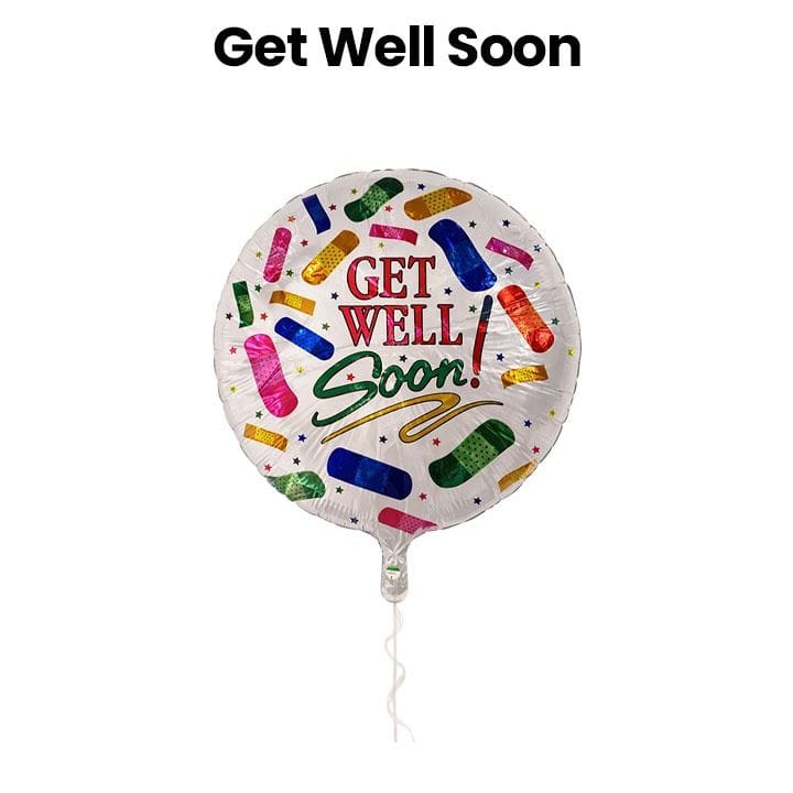 Get Well Soon Printed Foil Balloon 18" | White