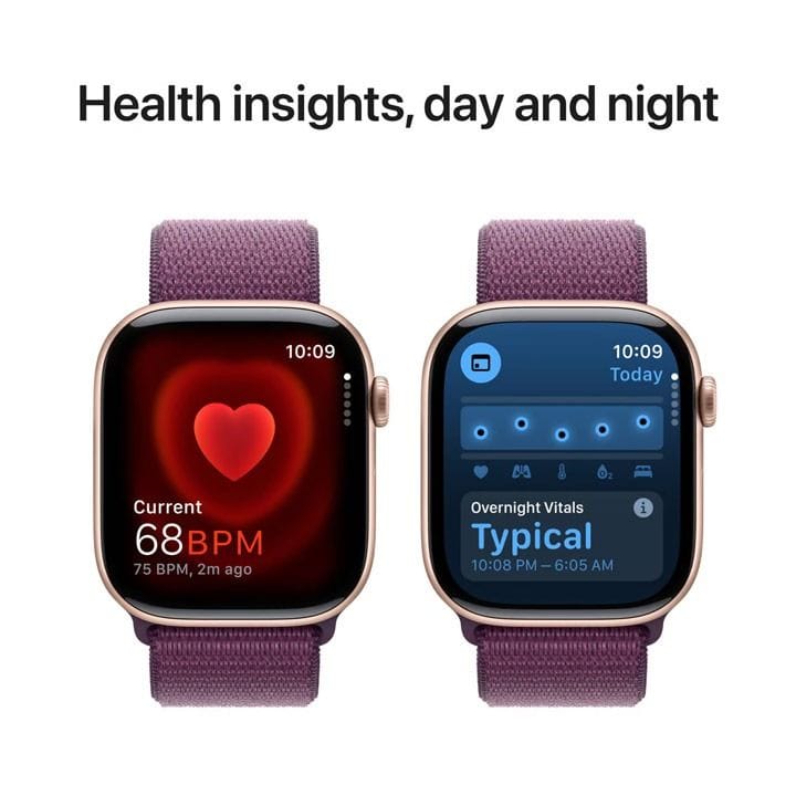 ساعة ابل سيريس ١٠ GPS ٤٢ مم هيكل المنيوم وردي ذهبي مع حزام رياضي برقوقي | MWWK3QA/A