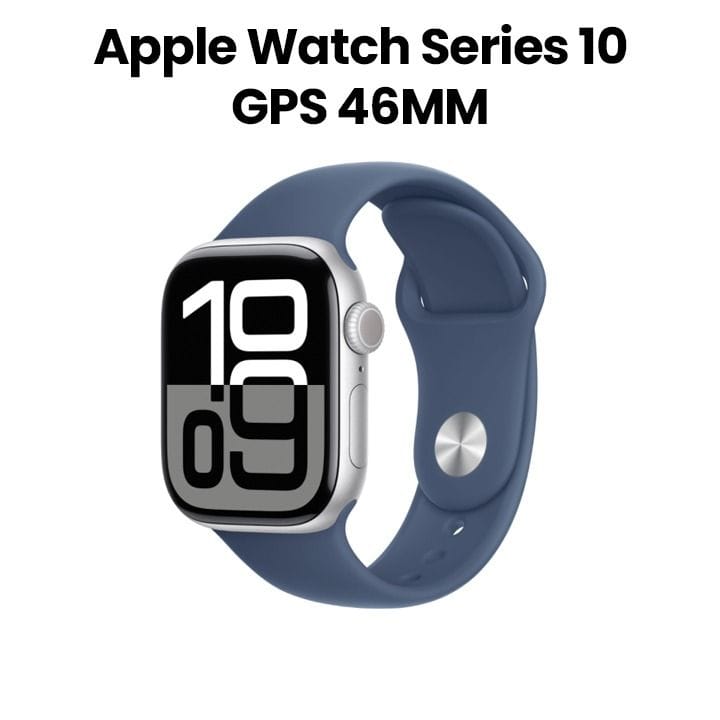 Apple Watch Series 10 GPS 46mm Silver Aluminium Case with Denim Sport Band - M/L | MWWM3QA/A