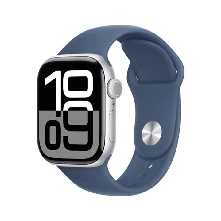 Apple Watch Series 10 GPS + Cellular 42mm Silver Aluminium Case with Denim Sport Band - S/M | MWX33QA/A