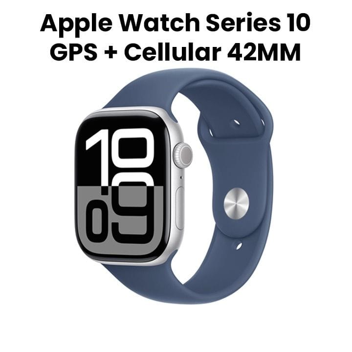 Apple Watch Series 10 GPS + Cellular 42mm Silver Aluminium Case with Denim Sport Band - M/L | MWX43QA/A