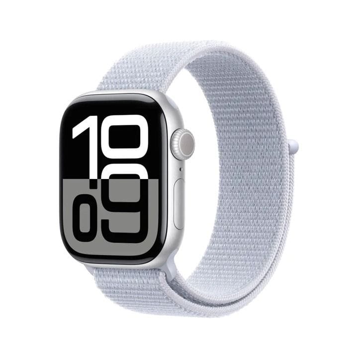 Apple Watch Series 10 GPS + Cellular 42mm Silver Aluminium Case with Blue Cloud Sport Loop | MWX53QA/A